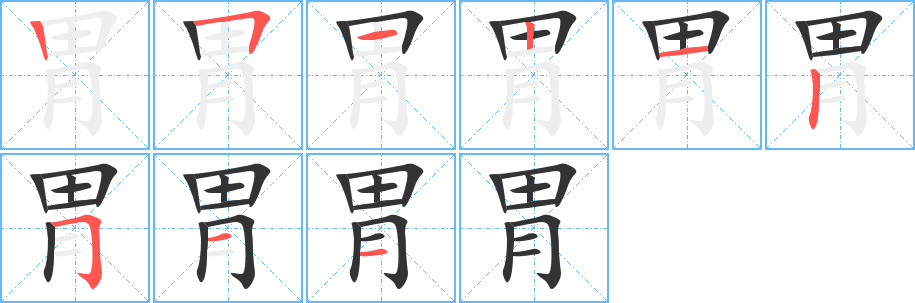 胃的笔顺分步演示